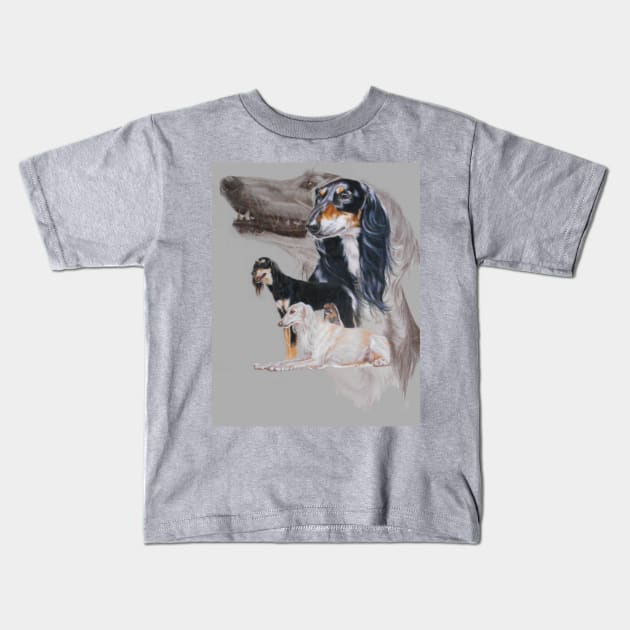 Saluki Medley Kids T-Shirt by BarbBarcikKeith